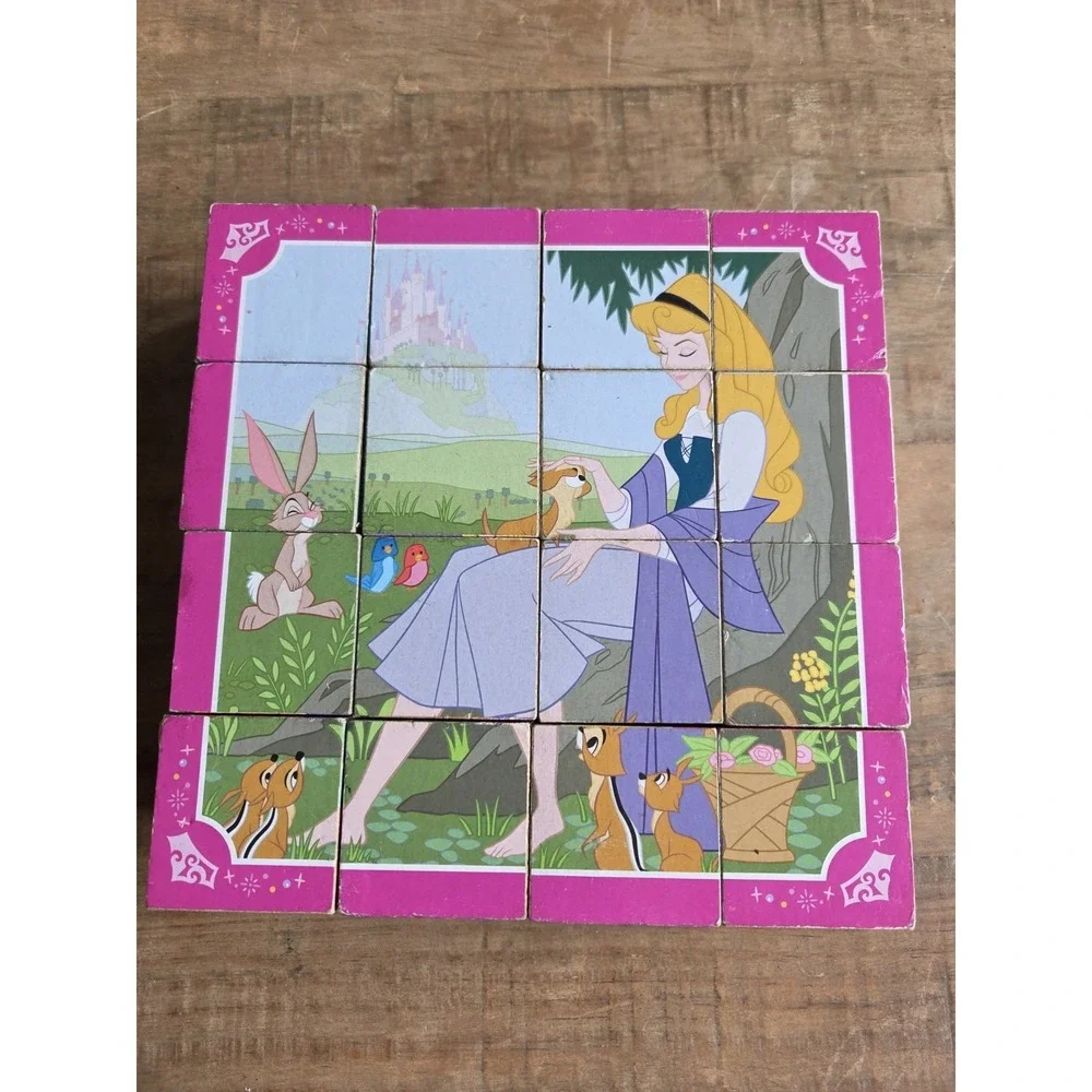 Melissa & Doug Disney Princess Wooden Cube Puzzle NO Storage Tray 16 Pieces